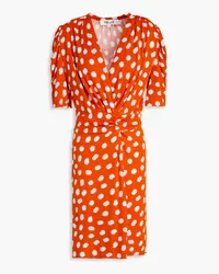 Diane von Furstenberg Duncan ruched printed jersey mini dress - Orange Orange