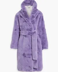 EACH OTHER Belted faux fur hooded coat - Purple Purple