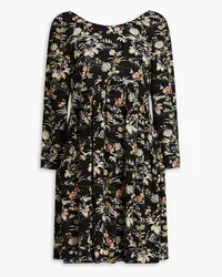 ba&sh Fina pleated floral-print crepe mini dress - Black Black