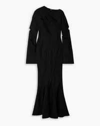 A.W.A.K.E. Cutout linen, cupro and cotton-blend maxi dress - Black Black