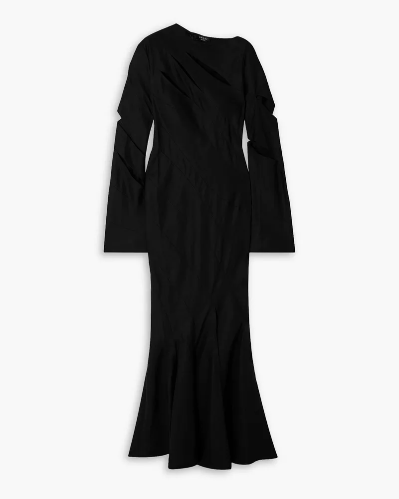 A.W.A.K.E. Cutout linen, cupro and cotton-blend maxi dress - Black Black