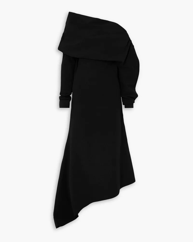 A.W.A.K.E. Asymmetric draped stretch-knit midi dress - Black Black