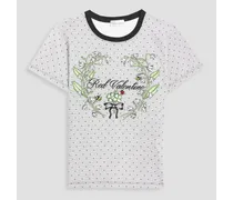 Embroidered printed cotton-jersey T-shirt - White