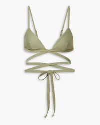 Matteau Wrap-effect stretch-REPREVE® triangle bikini top - Green Green