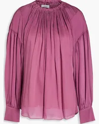 Vince Gathered silk-crepon blouse - Purple Purple