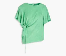 Kayley knotted organic cotton-terry top - Green
