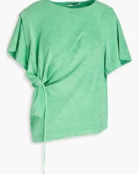 REJINA PYO Kayley knotted organic cotton-terry top - Green Green