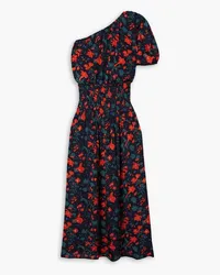 APIECE APART Marta one-shoulder floral-print crepe de chine midi dress - Blue Blue