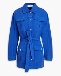 Rodebjer Belted cotton and linen-blend canvas jacket - Blue Blue