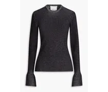 Ribbed wool-blend sweater - Black