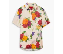 Banker floral-print satin-twill shirt - Neutral