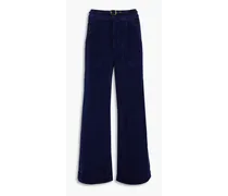 Cotton-blend corduroy wide-leg pants - Blue