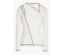 Annette asymmetric cutout wool-jersey top - White