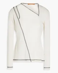 REJINA PYO Annette asymmetric cutout wool-jersey top - White White