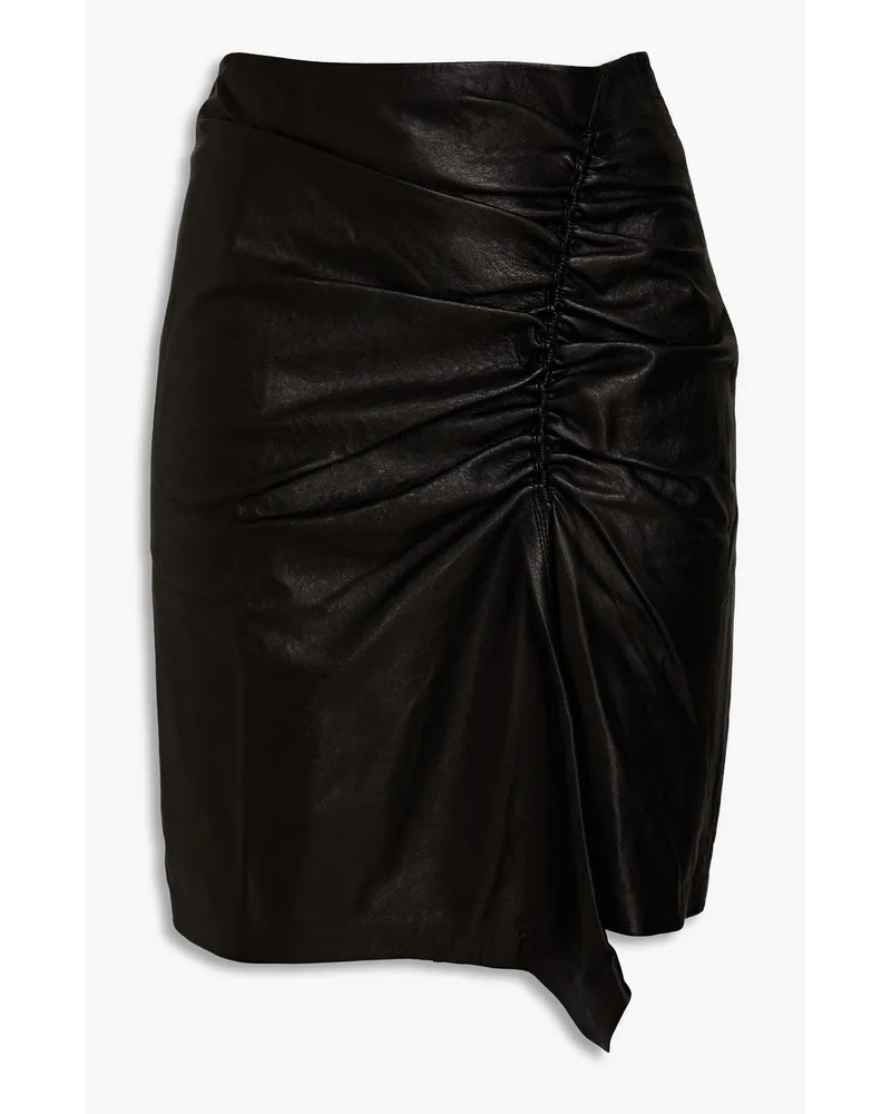 Kawaii ruched leather mini skirt - Black