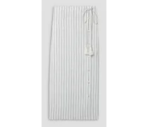Echo striped linen midi wrap skirt - White