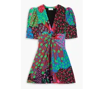 Leanna twist-front printed crepe de chine mini dress - Multicolor