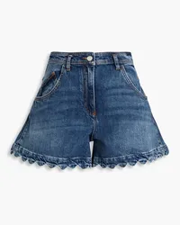 Maje Scalloped denim shorts - Blue Blue