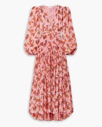 A.L.C. Annie tiered printed silk-crepon maxi dress - Pink Pink