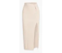 Azora twist-front ribbed-knit midi skirt - Neutral