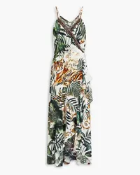 Camilla Crystal-embellished printed silk crepe de chine maxi wrap dress - Black Black