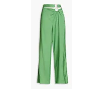 Cutout embellished jersey wide-leg pants - Green