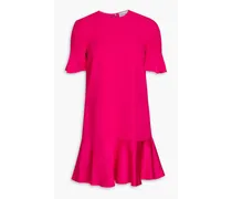 Satin-trimmed ruffled crepe mini dress - Pink
