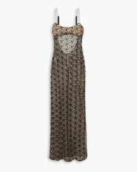 ATTICO Chain-embellished embroidered tulle maxi dress - Black Black