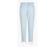Bessette cropped faded high-rise slim-leg jeans - Blue