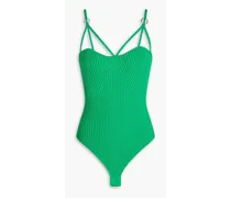 Jaimie cutout ribbed-knit bodysuit - Green