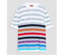 Space-dyed striped cotton T-shirt - White