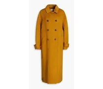 Bora double-breasted herringbone wool and cashmere-blend felt coat - Yellow