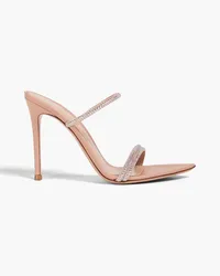 Gianvito Rossi Crystal-embellished leather mules - Pink Pink