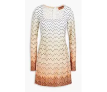 Metallic crochet-knit mini dress - Neutral