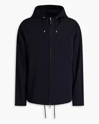 Dunhill Leather-trimmed wool-twill hooded jacket - Blue Blue