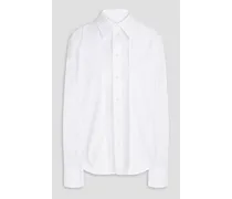 Chiffon-trimmed cotton-poplin shirt - White