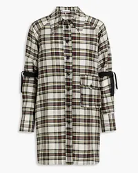 Ganni Checked linen and silk-blend shirt - Black Black