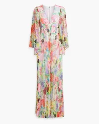 Alice + Olivia Alice Olivia - Bennet pleated floral-print chiffon wide-leg jumpsuit - Multicolor Multicolor