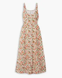 DÔEN Lantana floral-print organic cotton-poplin midi dress - Orange Orange