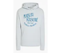 Kitsuné Printed French cotton-terry hoodie - Blue Blue