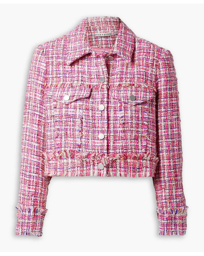 Alice + Olivia Alice Olivia - Chloe cropped frayed bouclé jacket - Pink Pink