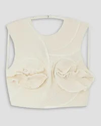 Jacquemus Cropped open-back frayed cotton-canvas top - White White