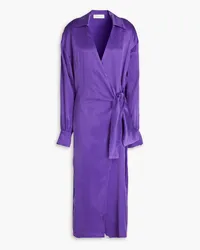 MYKKE HOFMANN Washed cupro-blend satin midi wrap dress - Purple Purple