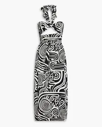 Mara Hoffman Paula two-tone printed TENCEL™ and linen-blend midi wrap dress - Black Black