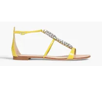 Crystal-embellished leather sandals - Yellow