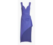Draped embellished ponte midi dress - Purple
