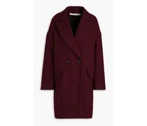 Lakos double-breasted wool-blend twill coat - Burgundy