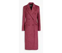 Rouge double-breasted gingham brushed-wool coat - Pink