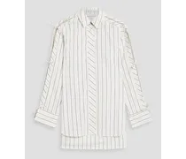 Unite bow-detailed striped cotton-poplin shirt - White