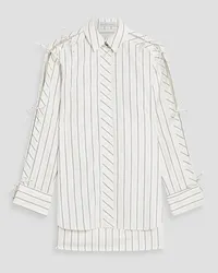 palmer//harding Unite bow-detailed striped cotton-poplin shirt - White White